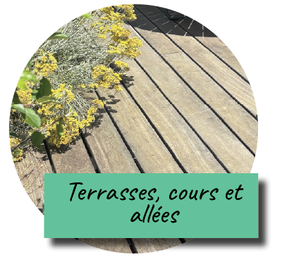 Terrasses, cours et allées