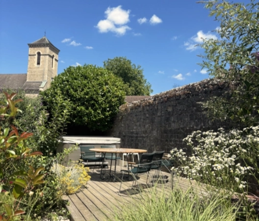 terrasse bois et massifs